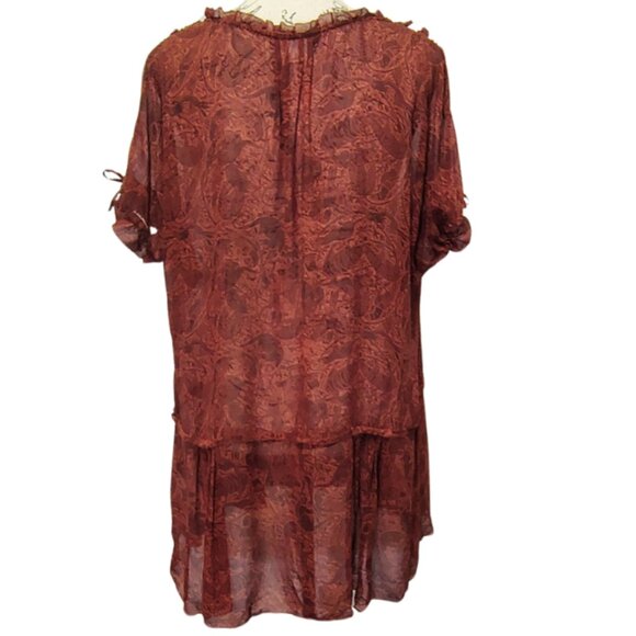 Peruvian Connection Womens Silk Blouse XL Sheer Artisan Crafted Animal Print XL - Picture 6 of 10